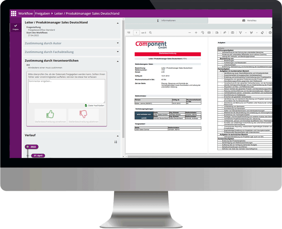 ibo Aufbau-Manager: Freigabe-Workflow am Bildschirm